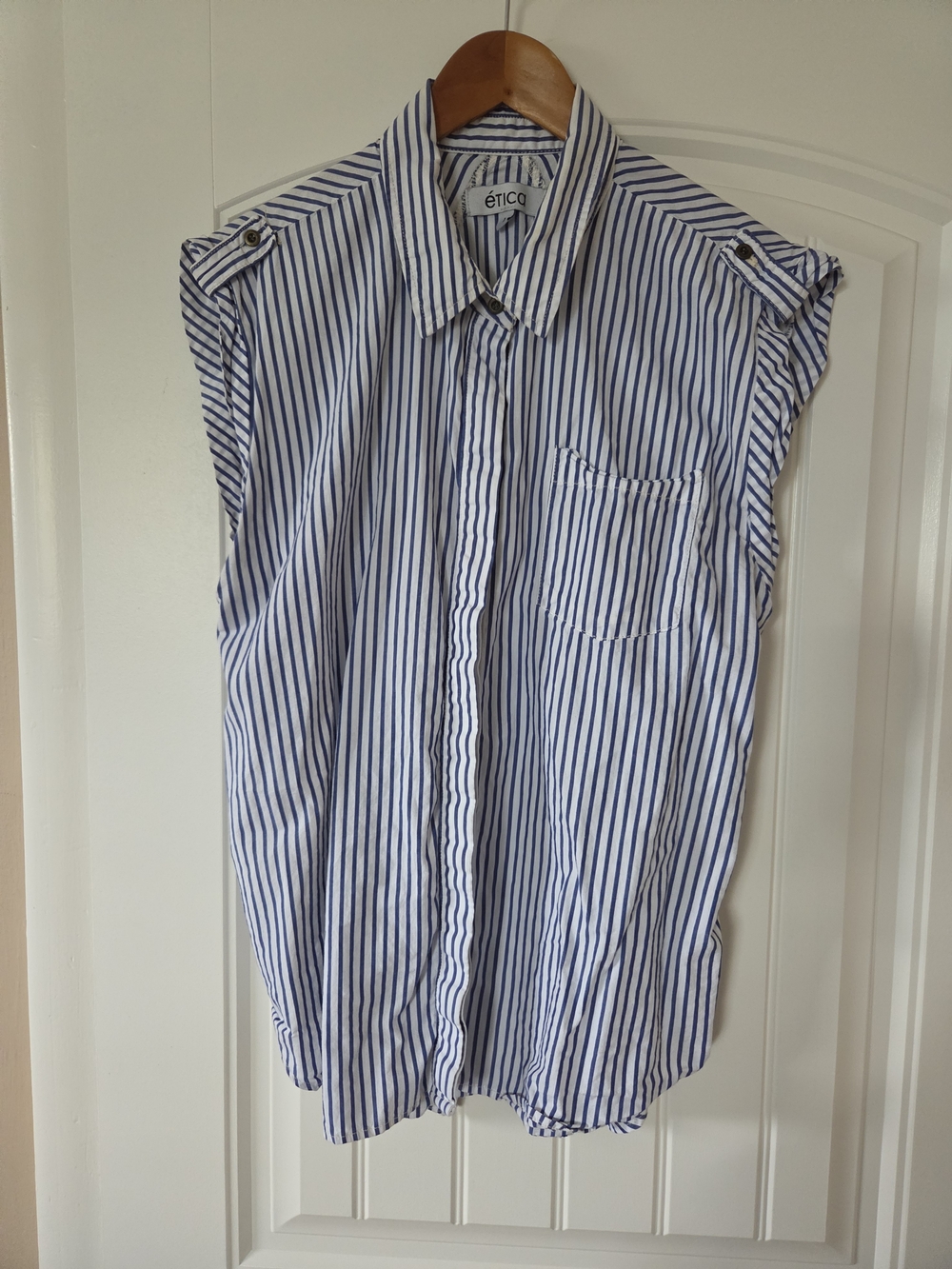 Blue & White Stripe Women’s Short Sleeve Shirt